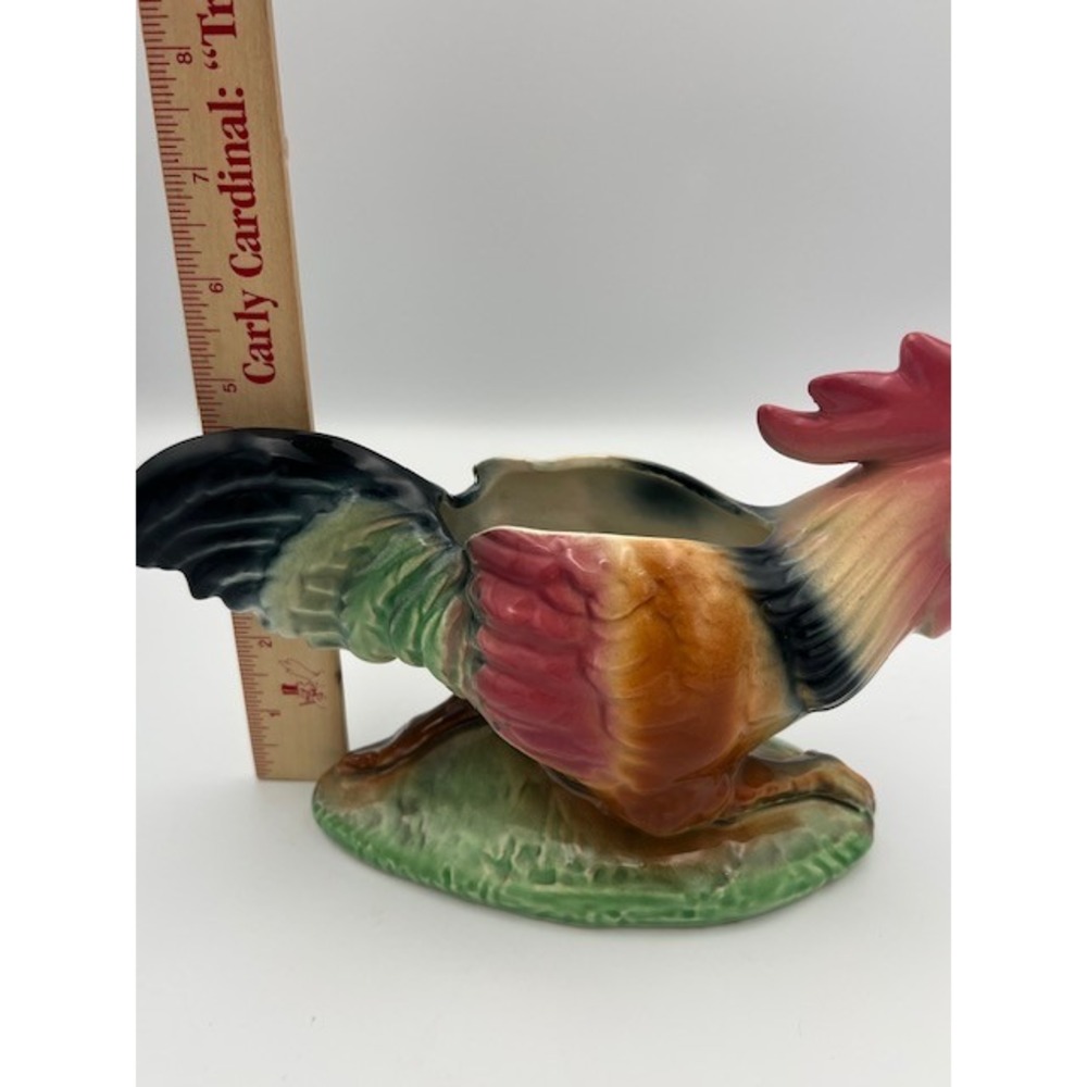 Vintage Ceramic Rooster Planter Hand Painted Farmhouse Figurine Multicolored - Picture 5 of 13